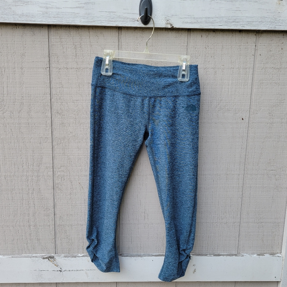 LIKE NEW North Face Heathered Blue Motivation Ruched Crop Cropped Leggings XS